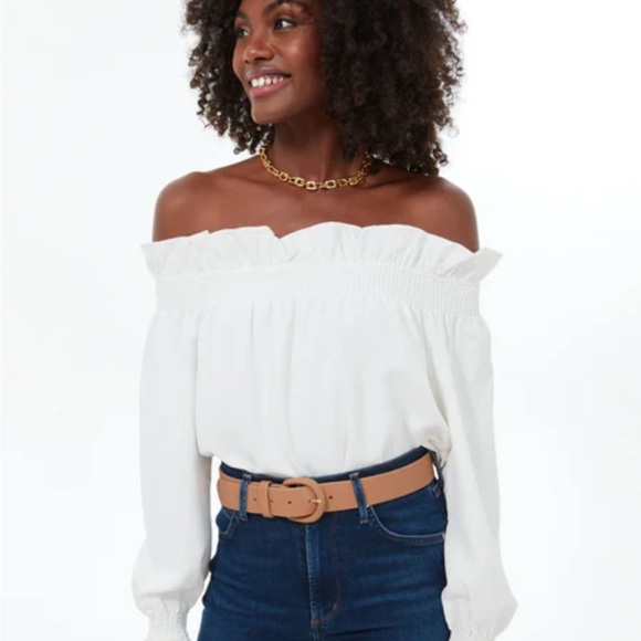 Tuckernuck White Off The Shoulder Marguerite Blouse $128 NWT Extra Small XS - Picture 6 of 10